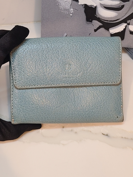 kate spade Handbags - kate spade K8 Vintage pebble leather small bifold wallet in light blue